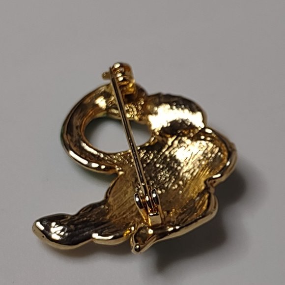 Little Green With Red Eyes Swan Brooch - Picture 6 of 10